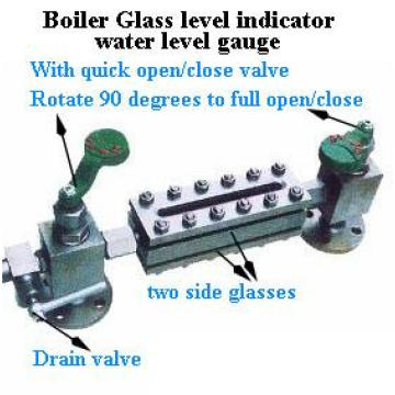 Quarter of Opening und Closing Valve Kessel Glass Level Gauge